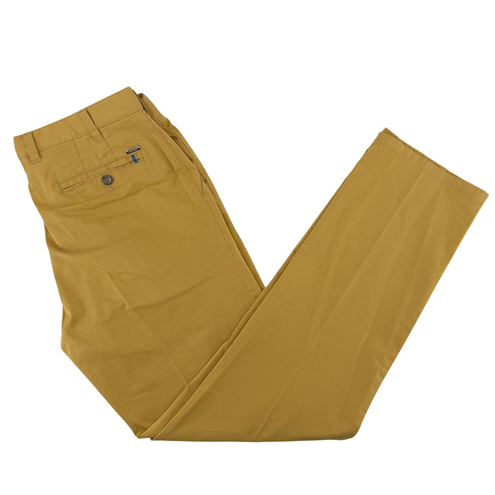 Meyer Oslo‎ Chino Trousers Mens 36x33 Mustard Yellow Modern Comfort Stretch Pant